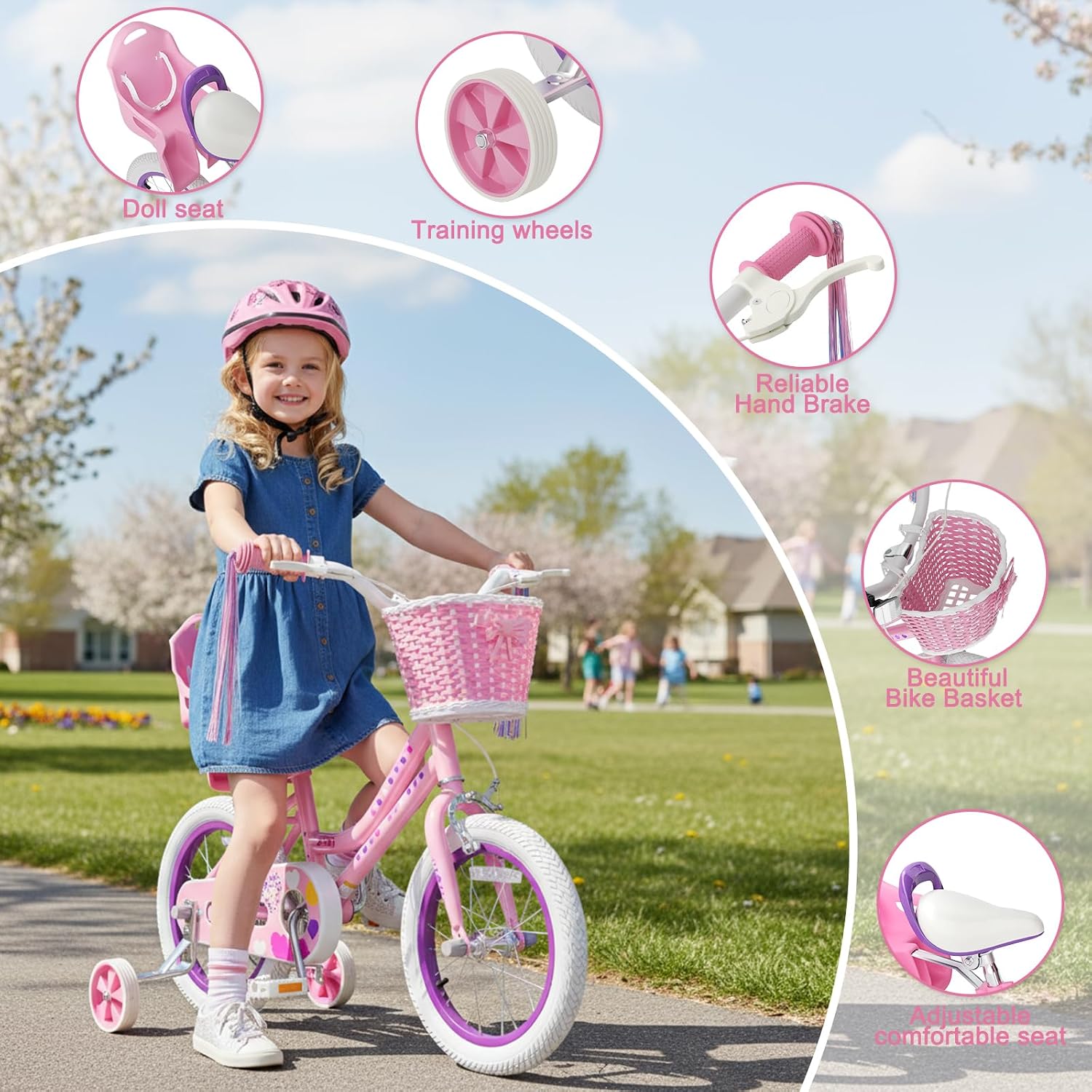 XJD Girls Bike for 2-12 Years Old Kids 12 14 16 20 Inch Toddler Bike,Retro Style Kids Bike with Training Wheels, 20 Inch Girl Bicycle with Kickstand