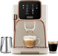 Zulay Kitchen Magia Clasica - Fully Automatic Espresso Machine With Grinder - Touch Screen Coffee Maker With One-Touch Operation - Milk Foam System For Latte, Cappuccino, Macchiato - Cream Copper