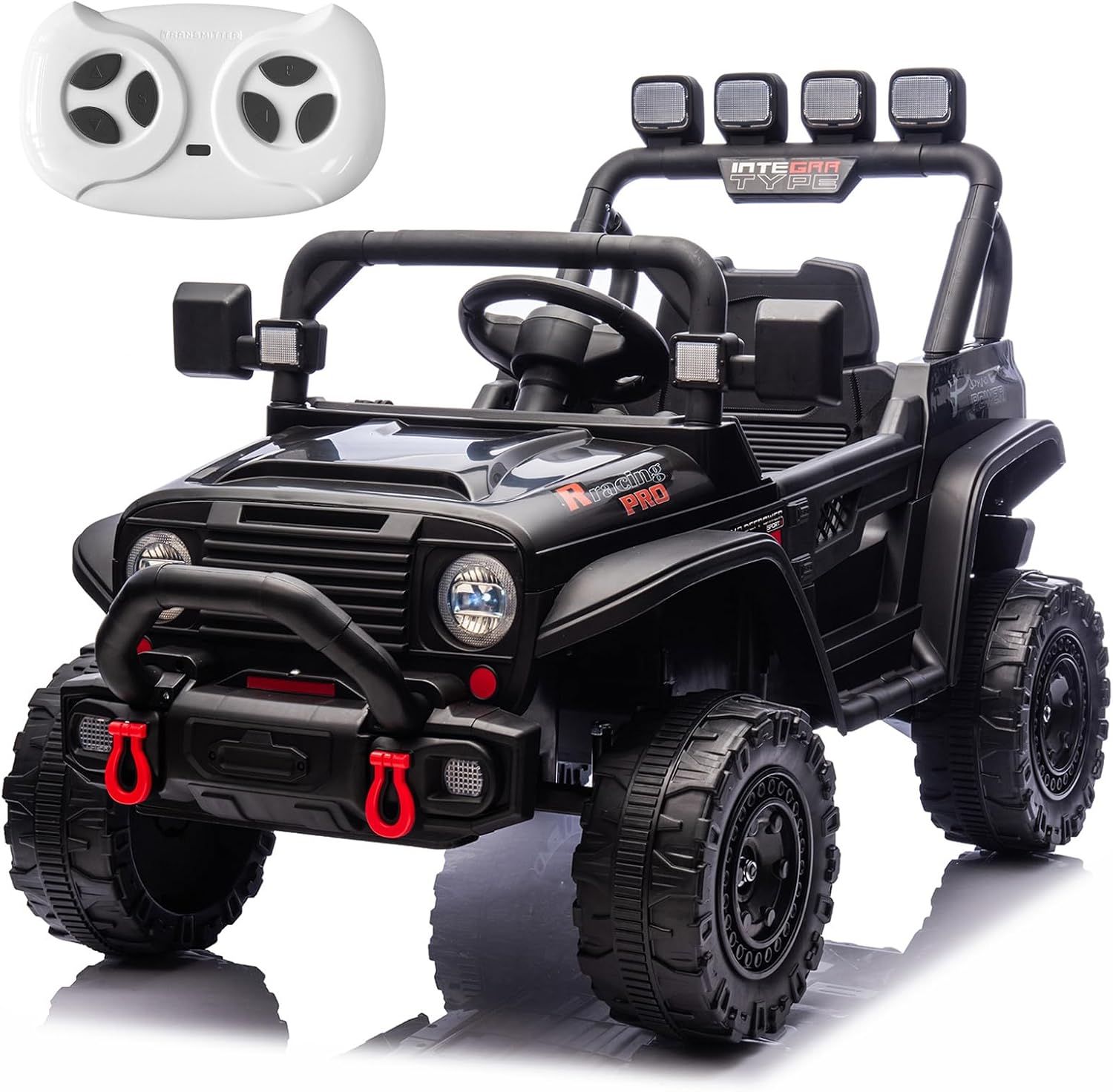 RunFast 24v Kids Ride on Car with Parent Remote Control,Electric Ride on Toys for Kids 3-5,3.7mph Max Speed,Battery Powered,Large Seat with Safety Belt,Aux Port,Gift for Boy&Girl (Black, 24V)