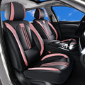 Huidasource Front Seat Cover, Nappa Leather Front Car Seat Covers with Lumbar Support, Ventilation Holes, Elastic Fabric, Airbag, Full-Coverage Seat Cover, Fit for Most Cars SUV Trucks, Black＆ Pink