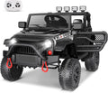 Hikole Electric Cars Ride on Toys 12V for Kids with Parent Remote, Spring Suspension, Multi-Terrain Driving, LED Head Lights, Bluetooth&Horn, Digital Dashboard, Easier Towing, Gift, Black