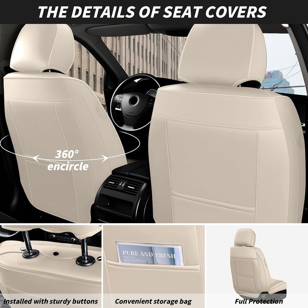 Arazi Car Seat Covers Full Set for Toyota Prius 2001-2025, Nappa Leather Seat Cover Full Coverage Waterproof Seat Protector (Beige,5 Seats Standard)