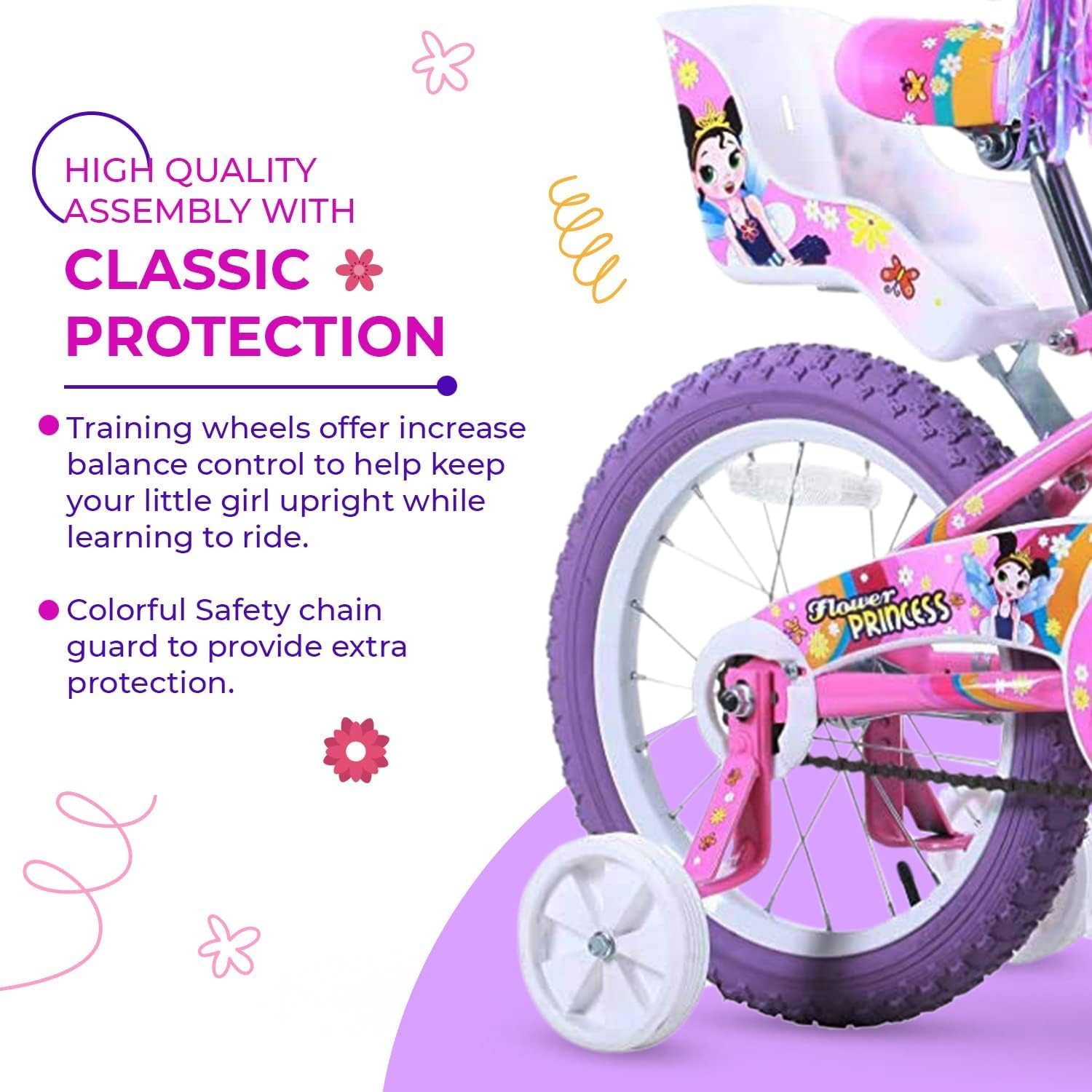 Titan Girls BMX Bike for Kids Ages 4-7, 16-Inch Wheels, 9-Inch Frame, Training Wheels, Toy Seat, Doll Basket, Streamers, First Bike, Princess Bicycle, Gift for Girls | for Kids, Training Wheels, Toy Seat, Doll Basket, Streamers, First Bike