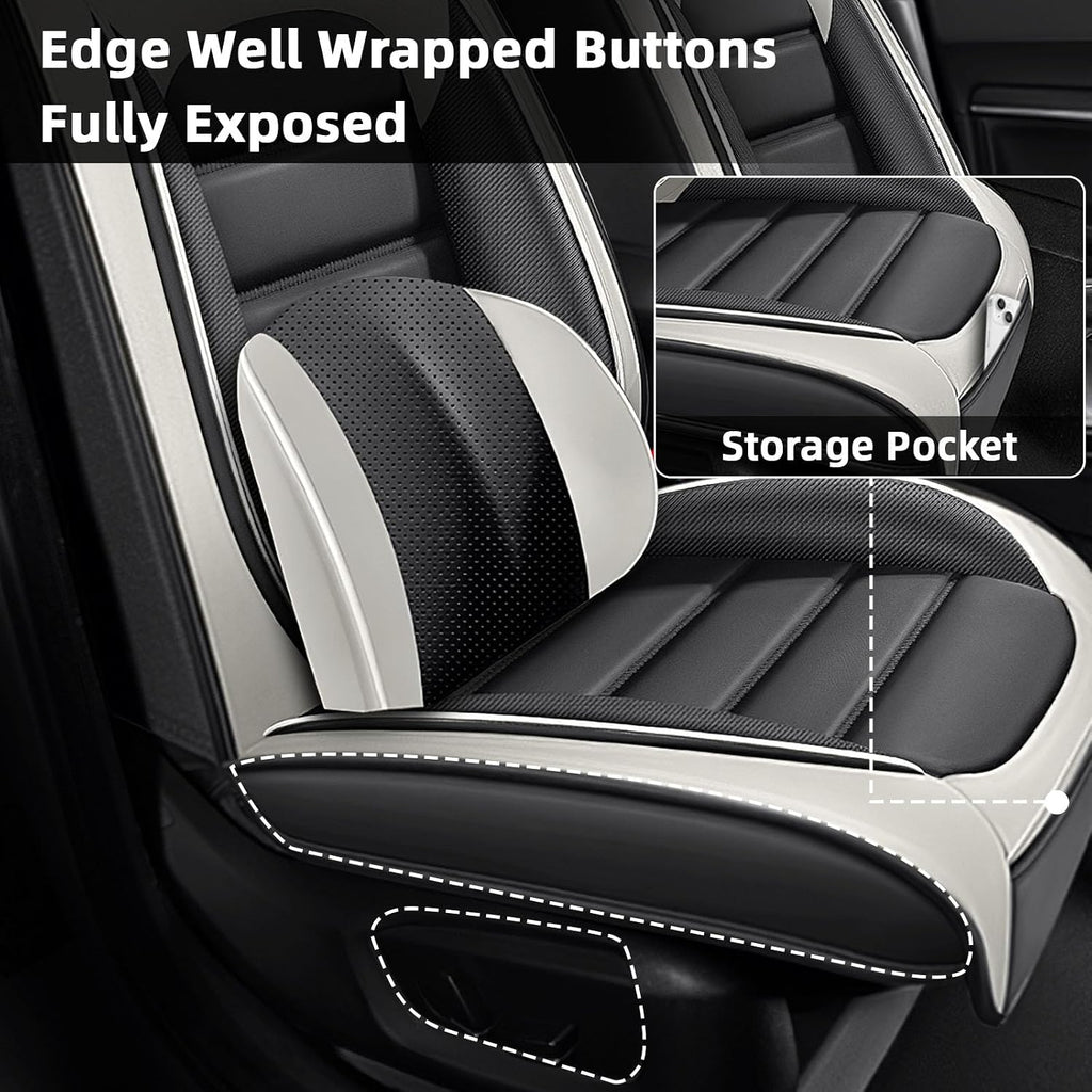 Car Seat Cover Fit for Jeep Wrangler 2000-2025,Compatible Airbag Non-Slip Waterproof Seat Cover,Car Seat Protector Premium Interior (Luxury 2 Seats,Gray White)