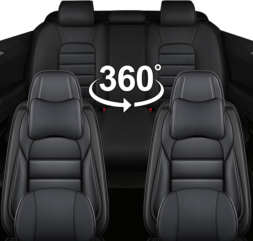 Car Seat Covers for Chevrolet Chevy Avalanche 2007-2013, Leather Auto Seat Cover Luxury Cushions Waterproof Seat Protectors (Black,Full Set with Pillow)
