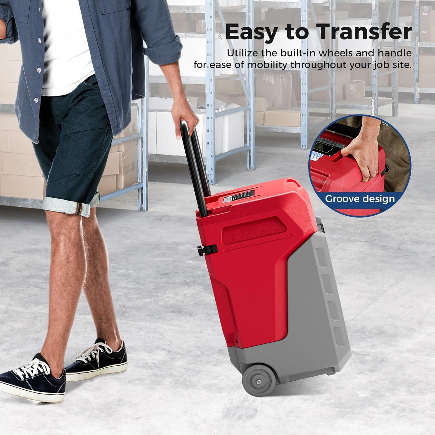 ALORAIR 170 PPD Commercial Dehumidifier with Pump & Drain Hose, LGR Industrial Use, Portable Dehumidifier with Wheels for Water Damage Restore, Carpet Drying, Storm 80X (Red)