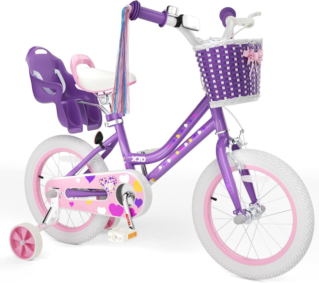 XJD Girls Bike for 2-12 Years Old Kids 12 14 16 20 Inch Toddler Bike,Retro Style Kids Bike with Training Wheels, 20 Inch Girl Bicycle with Kickstand