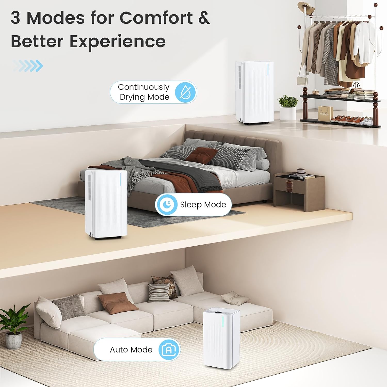 COSTWAY 32 Pints Dehumidifier for Home, 2000 Sq.Ft Portable Dehumidifier for Bedroom, Basement, Bathroom, 24H Timer, 3-Color Indicator, 3.3 FT Drain Hose, 4 Wheels