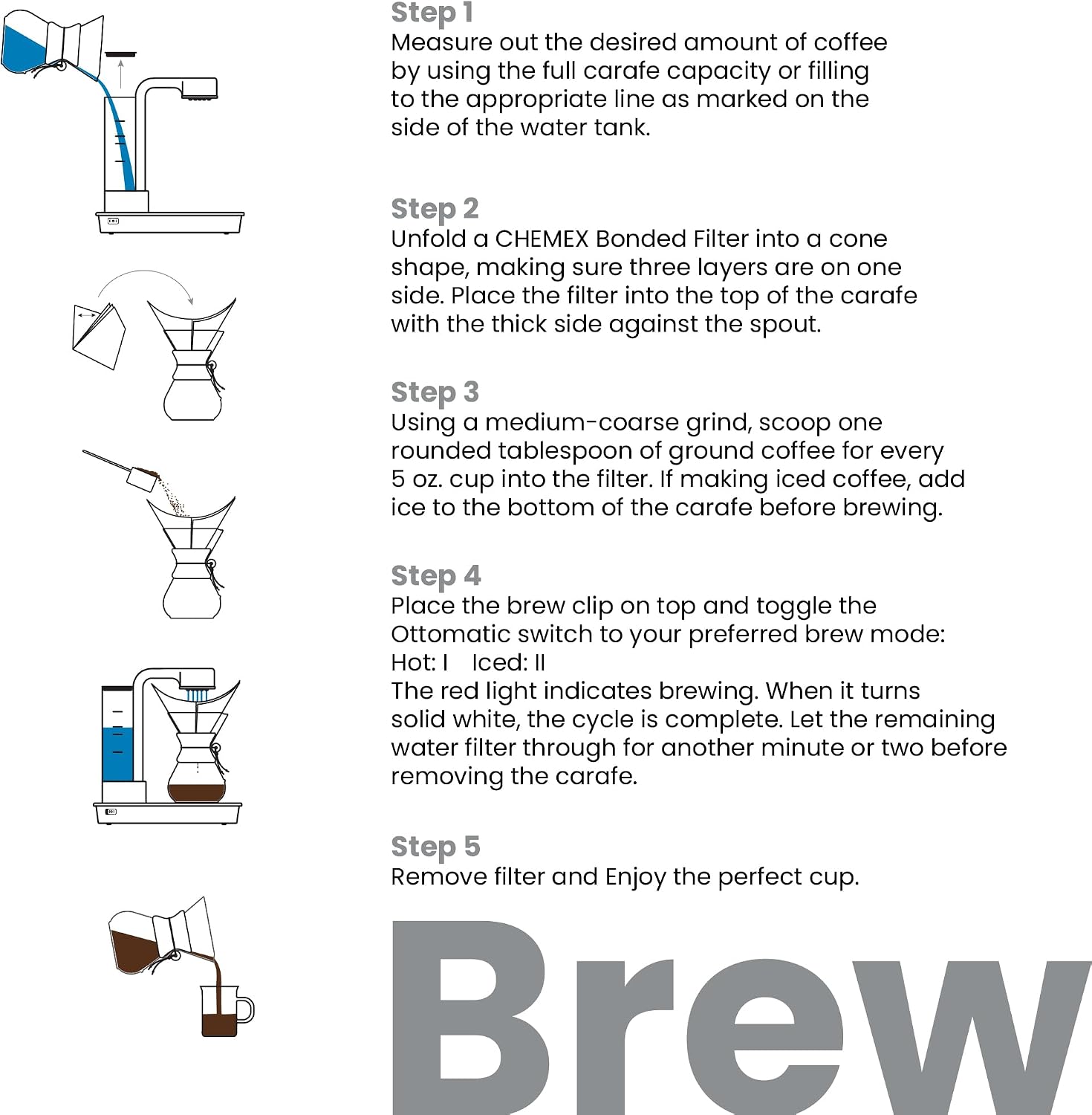 Chemex Ottomatic Pour Over Coffee Maker Set, 40 oz Capacity – Automatic Pour Over Machine with 6 Cup Glass Coffeemaker, Specialty Drip Brewer, Barista Quality Coffee System
