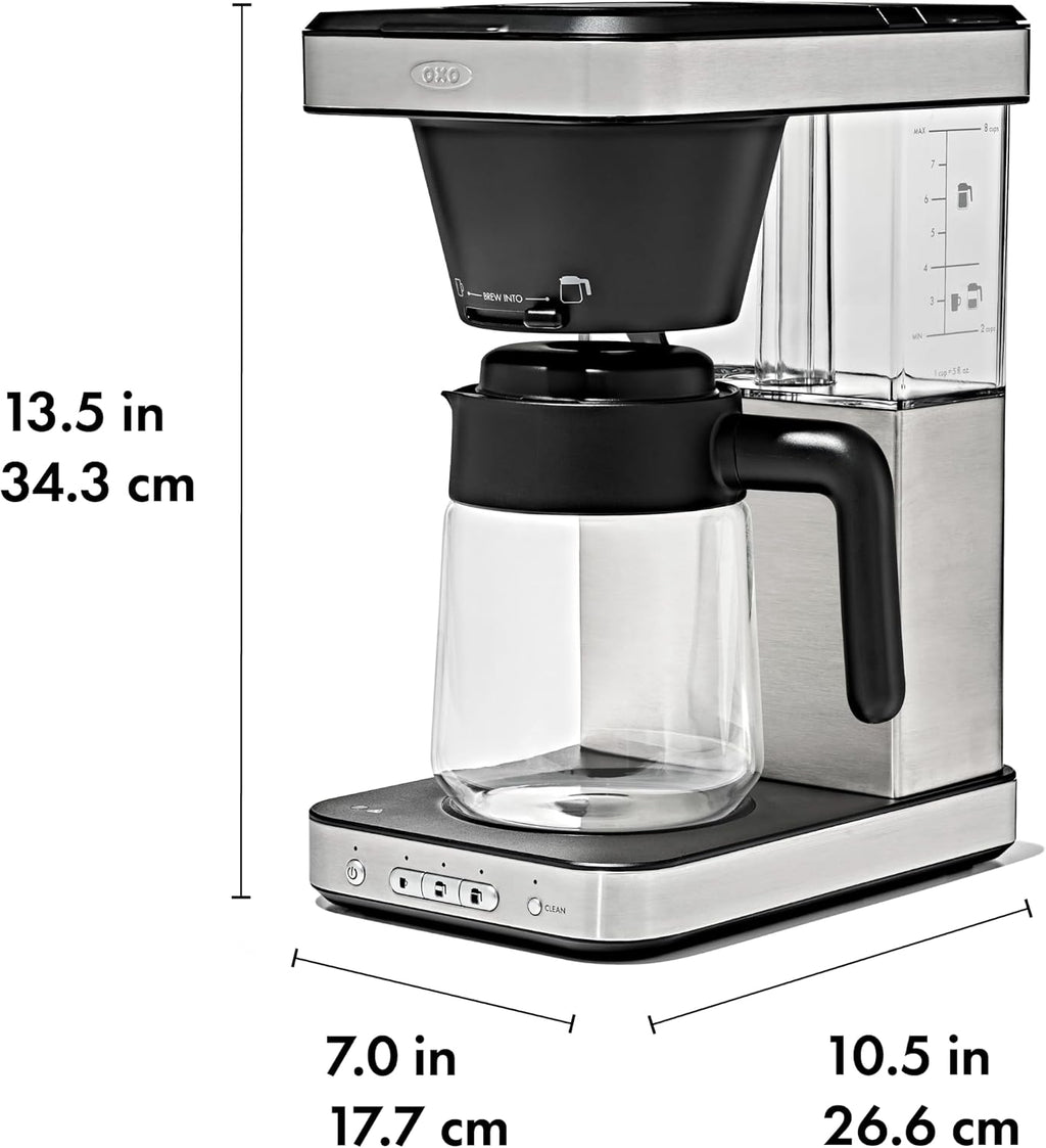 OXO BREW 8-Cup Coffee Maker with Podless Single-Serve Function, programmable coffee maker, café coffee, single-serve coffee, SCA certified home brewer