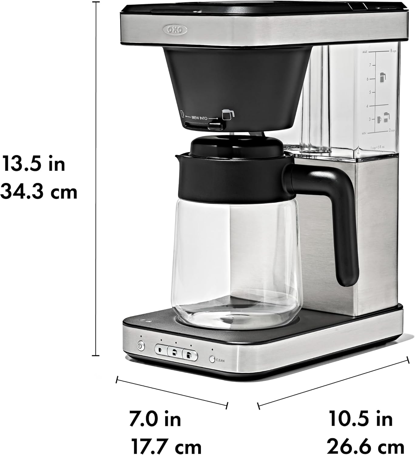 OXO BREW 8-Cup Coffee Maker with Podless Single-Serve Function, programmable coffee maker, café coffee, single-serve coffee, SCA certified home brewer