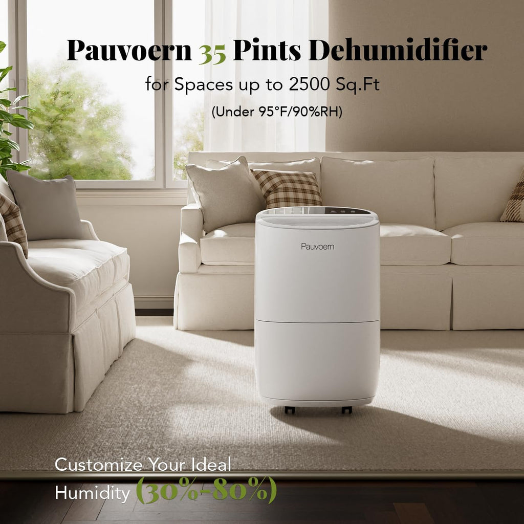 Energy Star Smart Dehumidifier for Home & Basement, Up to 2000 Sq. Ft, 35 Pints (95°F, 90% RH), 37dB Ultra Quiet with Sleep Mode, App Control, Child Lock & Continuous Drain Hose Included