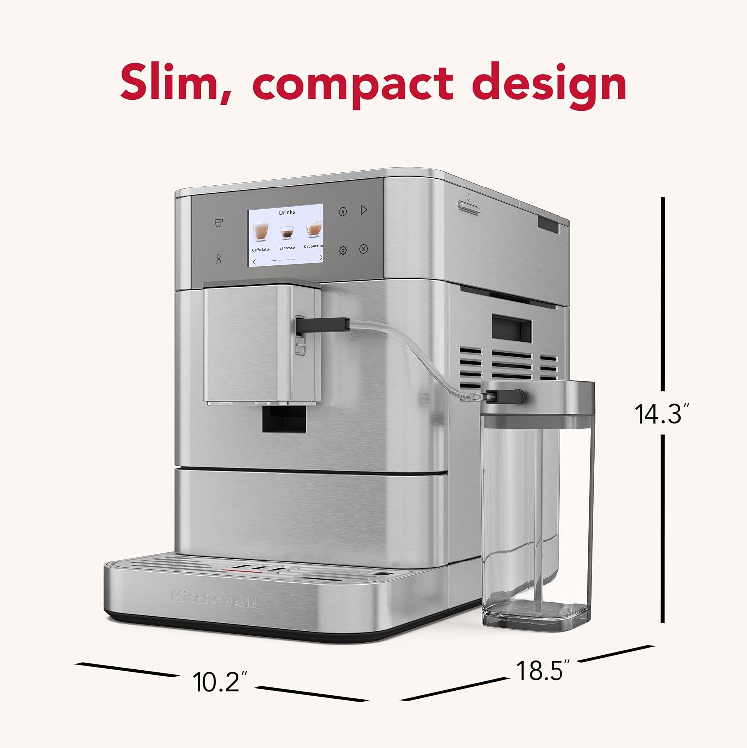 KitchenAid Fully Automatic Espresso Machine KF7 with Milk Attachment, KES8557SX, Stainless Steel