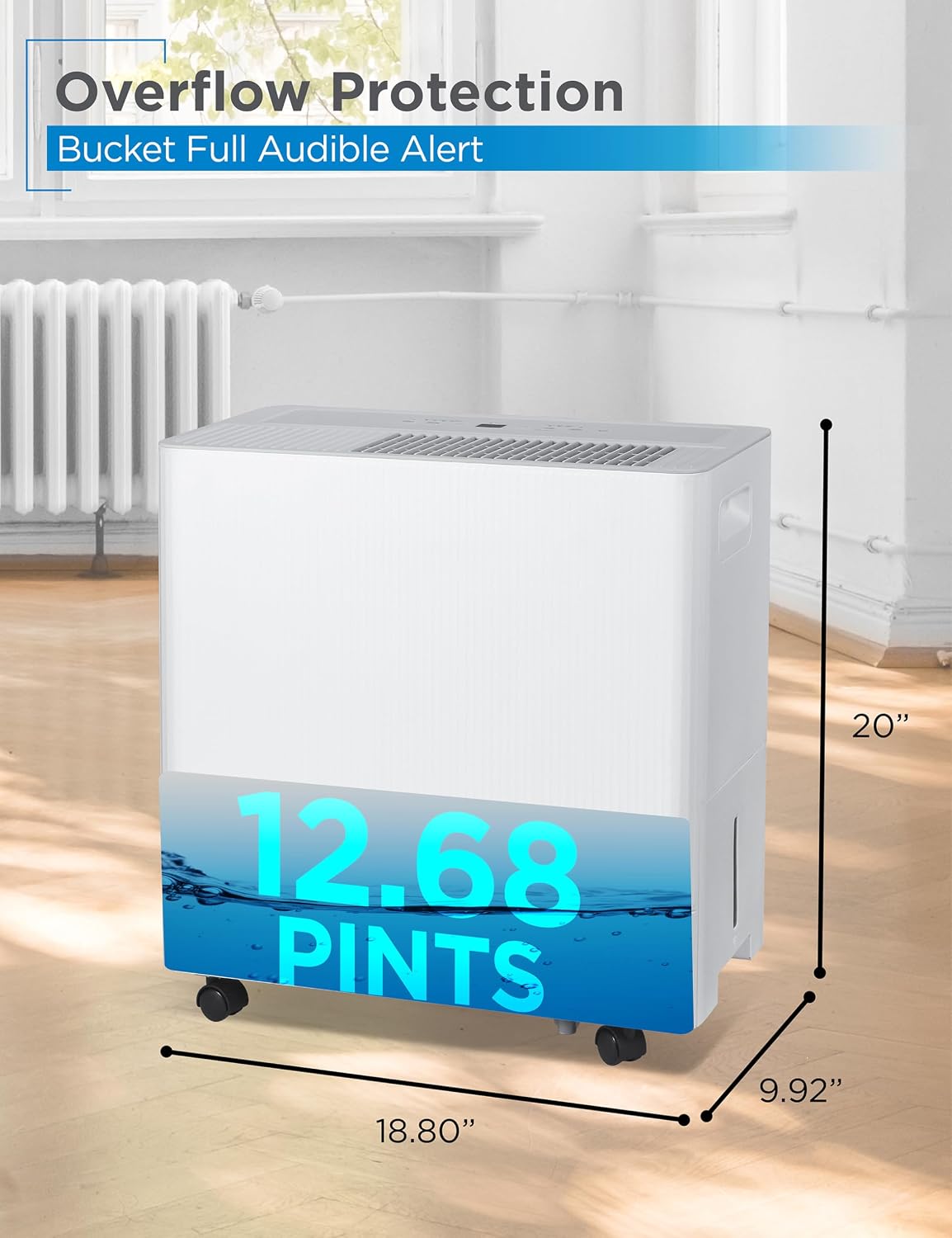BLACK+DECKER Portable Dehumidifier, Extracts 50-Pint Per 24-Hours, Dehumidifier up to 4500 Sq. Ft. Coverage, 12.68-Pint Bucket, Energy Star Certified, BDM50WCDA, White