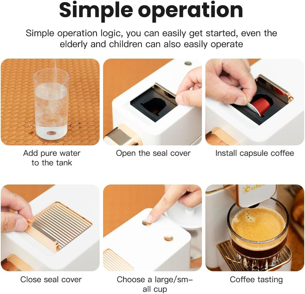 Espresso Machine for Coffee Capsules Compatible with Nespresso OriginalLine Machine, Espresso Maker for Nespresso OriginalLine, Bestpresso Coffee Capsules Peet's Espresso more (White)