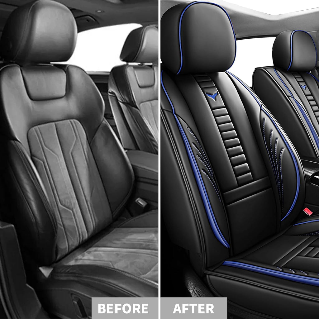 Front Car Seat Covers for Toyota 4Runner 2001-2025, Waterproof Heavy Duty Durable Seat Covers, Car Seat Protector with Storage Pocket, Car Seat Cushion Easy to Install Cover Set(Blue,Black)