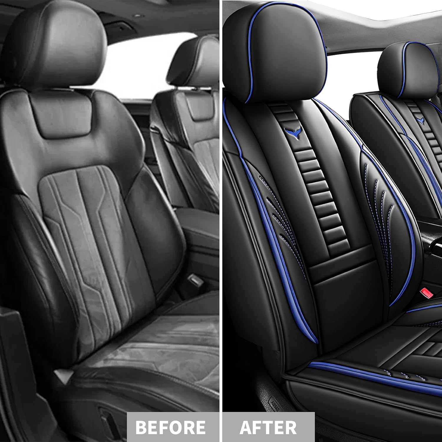 Front Car Seat Covers for Toyota 4Runner 2001-2025, Waterproof Heavy Duty Durable Seat Covers, Car Seat Protector with Storage Pocket, Car Seat Cushion Easy to Install Cover Set(Blue,Black)