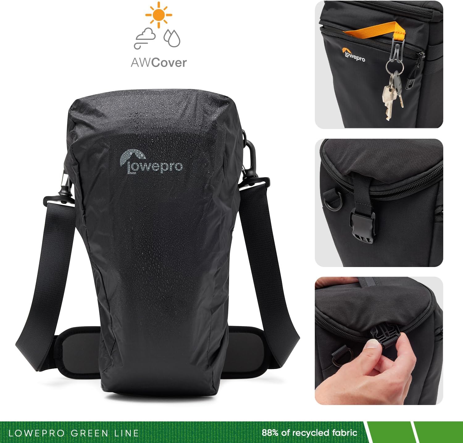Lowepro ProTactic TLZ 75 Pro AW III Toploader Camera Bag,Camera Case for DSLR, Mirrorless,Volume 6L,Dim:14.57x5.5x6.3in for Cameras w/Lens attached,Modular Shoulder Bag,for Photographer/Videographer