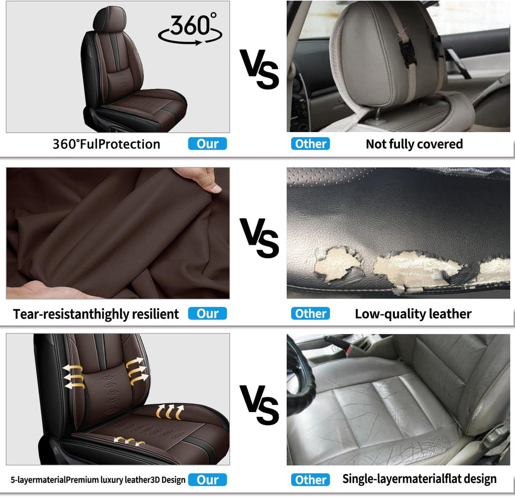 Full Set Car Seat Covers for Chevy Equinox 2005-2025 2026 Leather Seat Covers Waterproof Front Seats&Rear Car Seat Protectors Breathable Seat Cover Black&Coffee