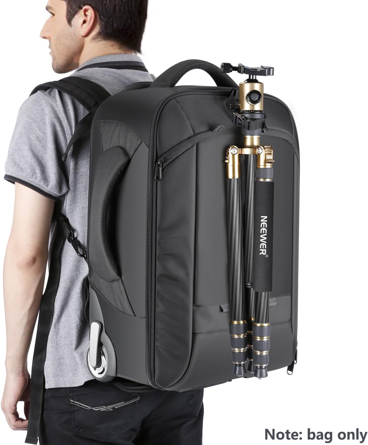 Neewer 2-in-1 Rolling Camera Bag Backpack Suitcase Style Convertible with Double Handle, Shockproof Trolley Case with Removable Padded for SLR/DSLR Cameras Tripod Lenses (Black/Red)
