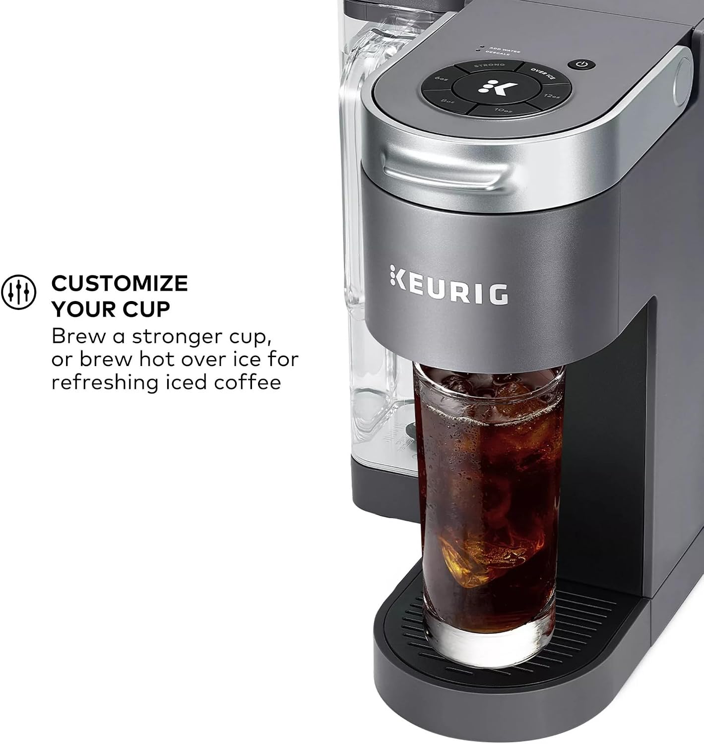 Keurig K-Supreme Single Serve K-Cup Pod Coffee Maker, MultiStream Technology, 4 Brew Sizes, 66oz Dual-Position Removable Reservoir, Gray (Renewed)