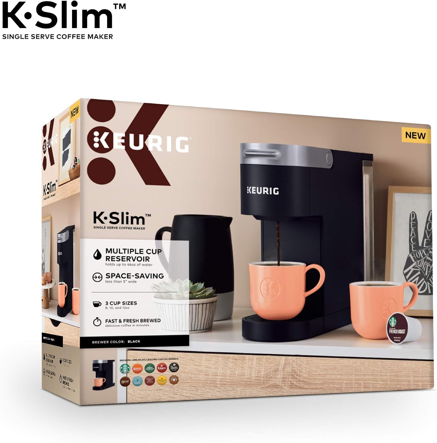 Keurig K-Slim Single Serve Coffee Maker with McCafé Classic Collection Variety Pack, 40 Count K-Cup Pods