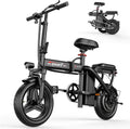 ASKGO Electric Bike for Adults Teens, 800/1200W Peak Folding Ebike, 22/25MPH & 30/45 Miles Range, Dual Suspension & Dual Brake, 3-Speed Modes, 14' Portable Electric Mini Bike, Commuting Ebike