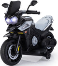 TOBBI 12V Electric Motorcycle for Kids Ride on Toys Toddler Motorbike Battery Powered Off-Road Dirt Bikes w/Music/Headlights/Training Wheels, Gifts for Boys & Girls, Silver