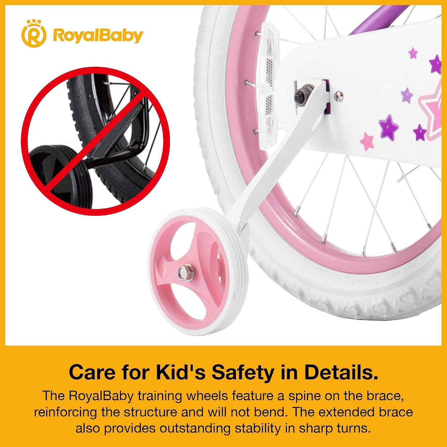 RoyalBaby Girls Bike with Training Wheels, Stargirl Kids Bicycle 14 Inch Toddlers to Big Kids 3-5 Years, Lavender