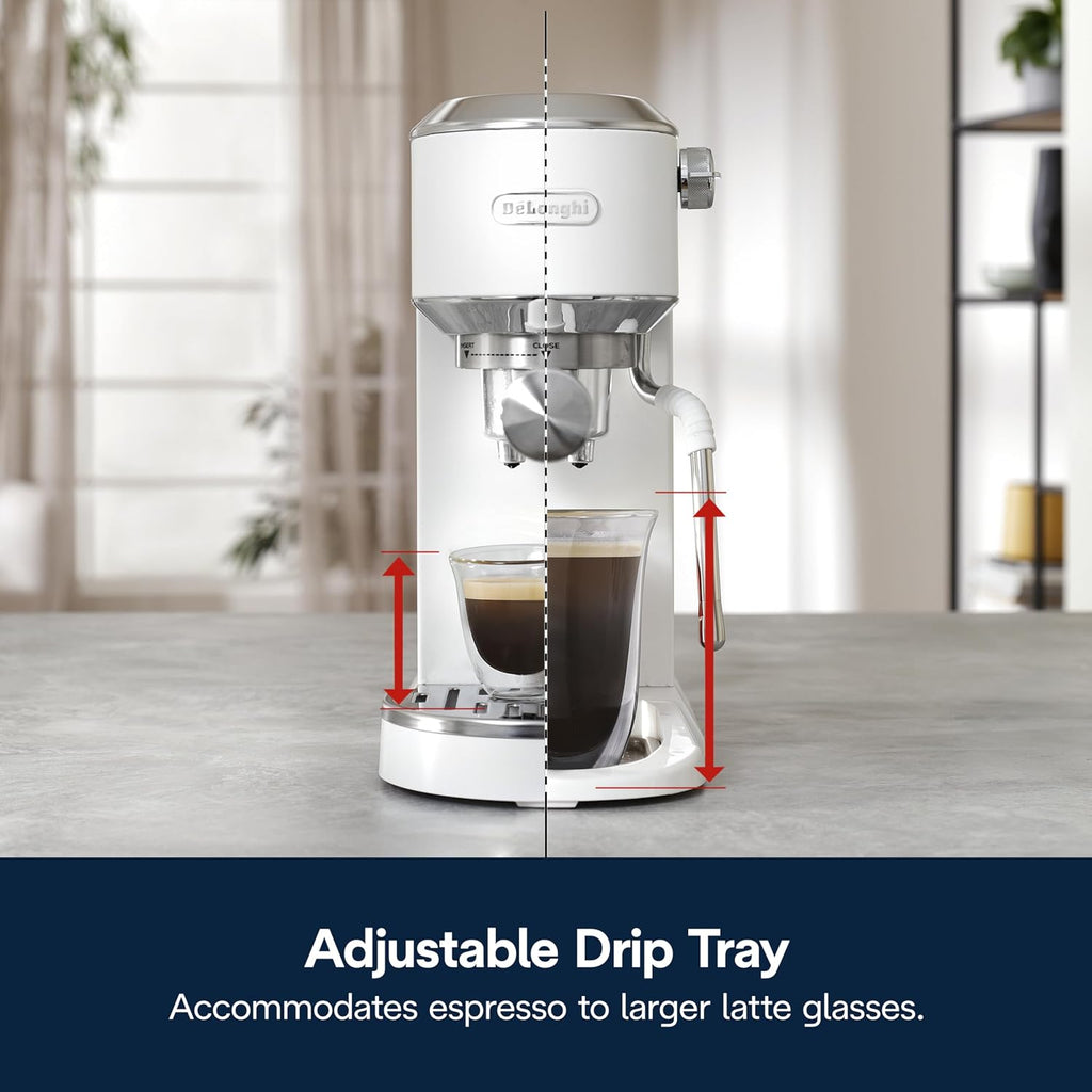 De'Longhi Dedica Duo Compact Espresso Machine - Cold Brew Coffee Maker with Milk Frother Wand- for Espresso, Hot & Iced Coffee, Cappuccinos, Lattes & Home Barista Brewing, Vanilla