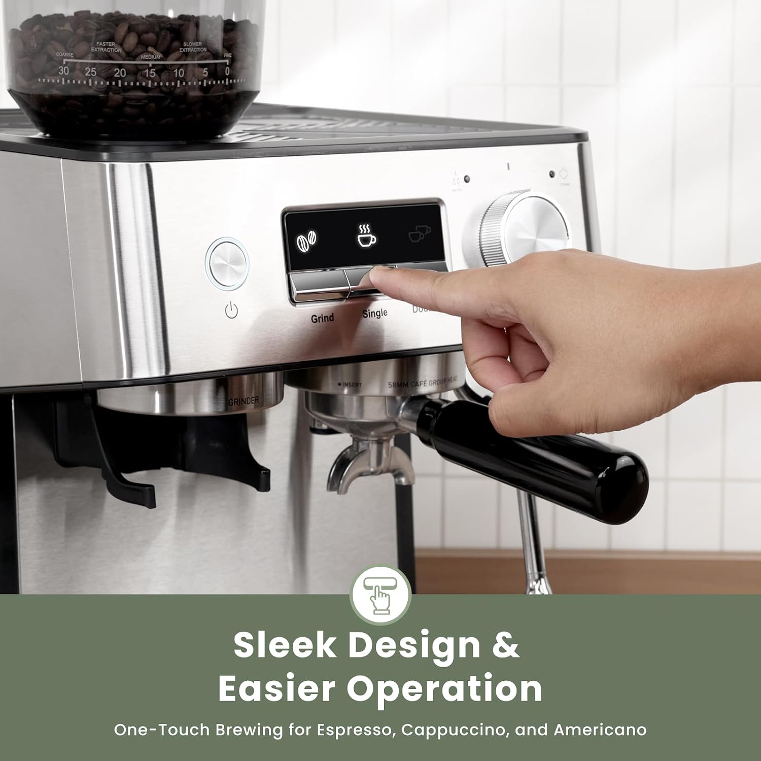 Gevi (2026 Upgrade 20 Bar Espresso Machine with Grinder & Milk Frother, Professional Coffee Maker for Home, Cappuccino & Latte, Removable Water Tank, Steam Wand