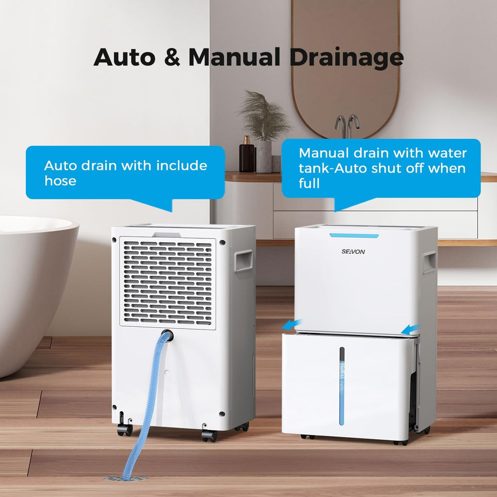 1500 Sq.ft Dehumidifier for Basement, SEAVON 21 Pint Dehumidifiers with Drain Hose for Home Large Room Bedroom Bathroom, Powerful Moisture Removal, Smart Humidity Control & Display, 24H Timer, 3 Mode