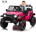 GarveeLife 12V Kids Ride on Car Truck, Kids Electric Vehicles Car Ride on Toy Extra Wide Seat and Legroom for Toddlers with Remote Control, 3 Speeds, LED Light, Music, USB for Children 3-6 Years, Rosy