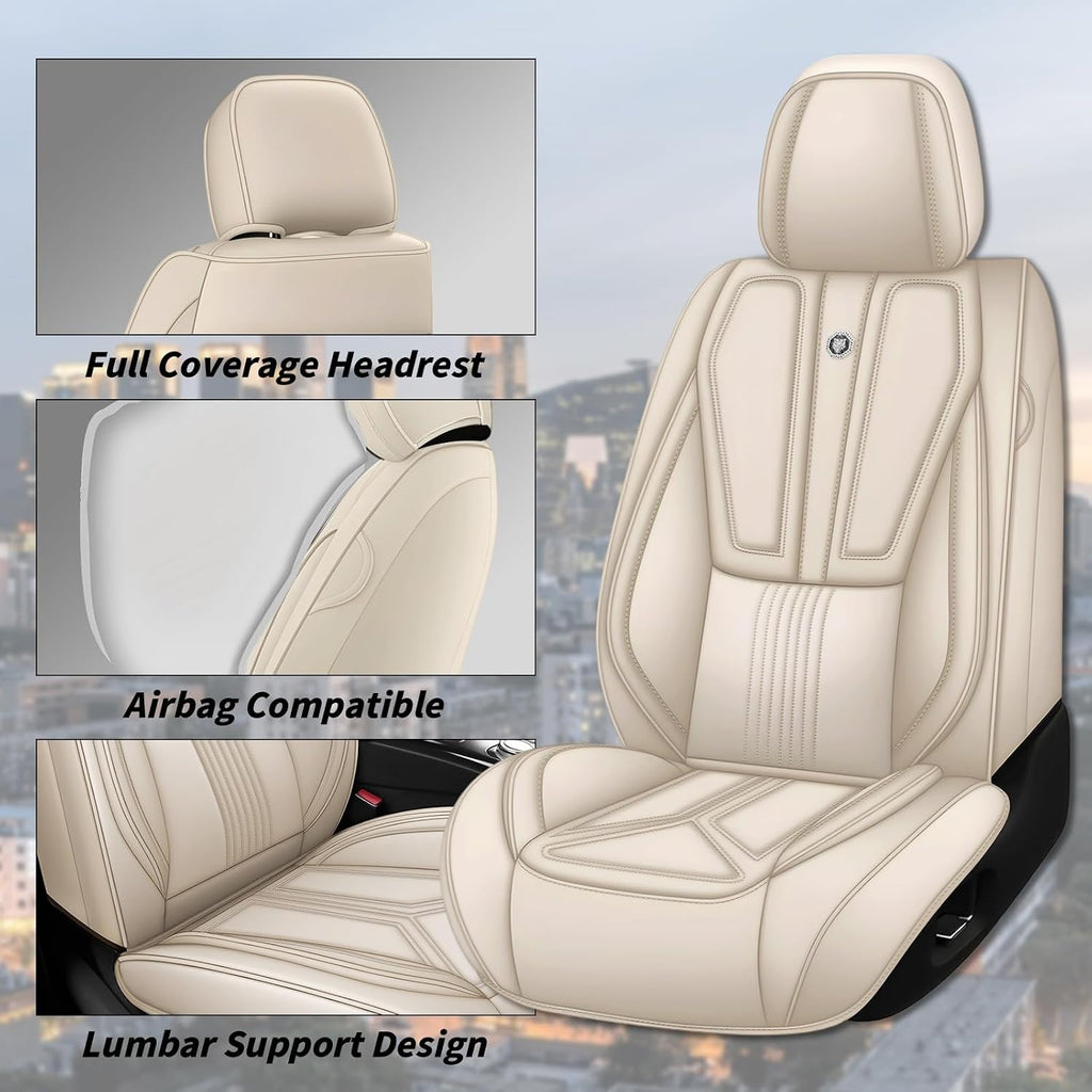 Arazi Car Seat Covers Full Set for Toyota Prius 2001-2025, Nappa Leather Seat Cover Full Coverage Waterproof Seat Protector (Beige,5 Seats Standard)
