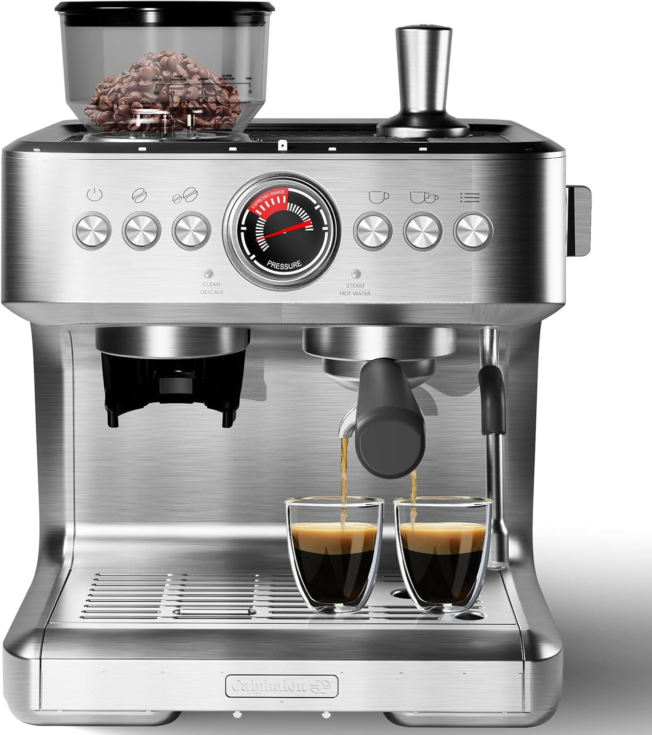 Semi-Automatic Espresso Machine, Dual Boiler 20 Bar Coffee Maker With Grinder 30 Size Setting, Expresso Coffee Machines With Steam Wand for Cappuccino Latte, 95 Oz Removable Water Tank