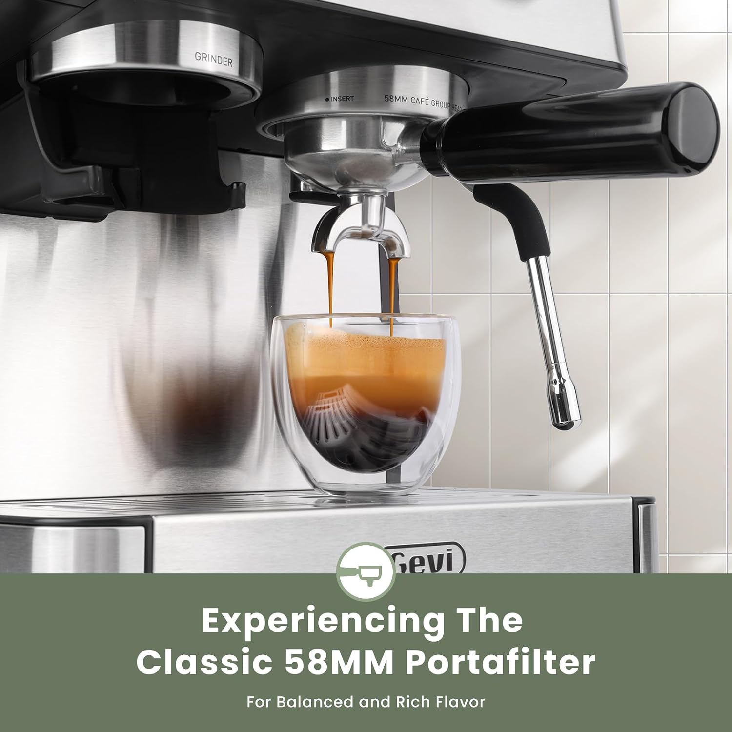 Gevi (2026 Upgrade 20 Bar Espresso Machine with Grinder & Milk Frother, Professional Coffee Maker for Home, Cappuccino & Latte, Removable Water Tank, Steam Wand