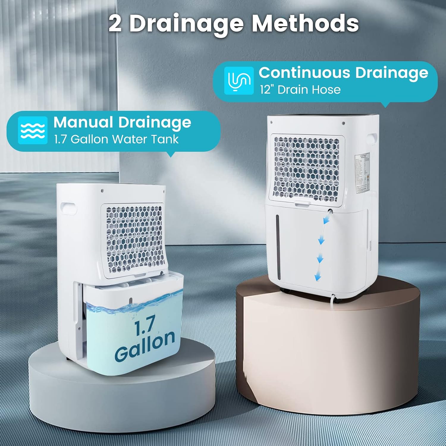 COSTWAY 73 Pint Dehumidifier for Basement, 4500 Sq. Ft Home Dehumidifier with 5 Modes, 3-Color Indicator Light, 1.7 Gallon Water Tank