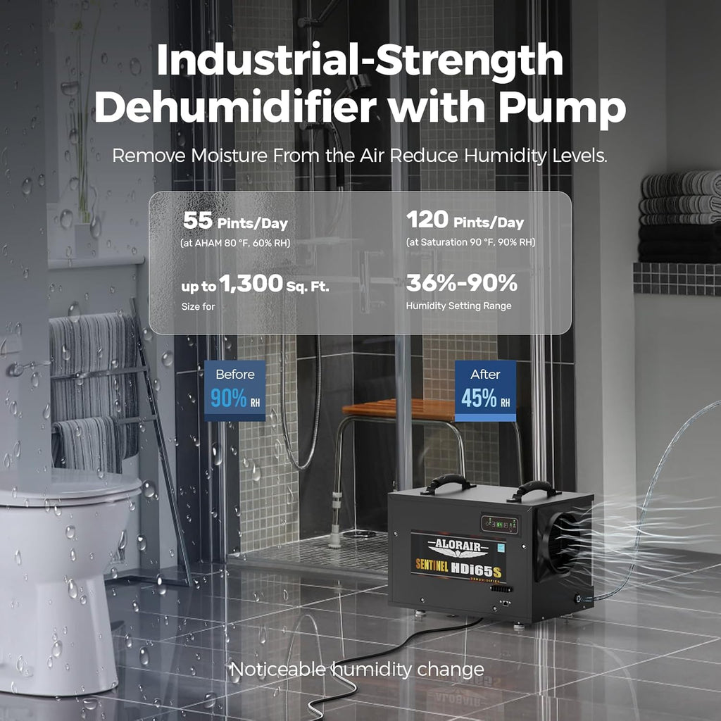 ALORAIR 120 PPD Energy Star Wi-Fi Dehumidifier for Crawl Space, Basement, and Commercial Use, APP Control with Pump and Hose, Compact Auto-Defrost Design