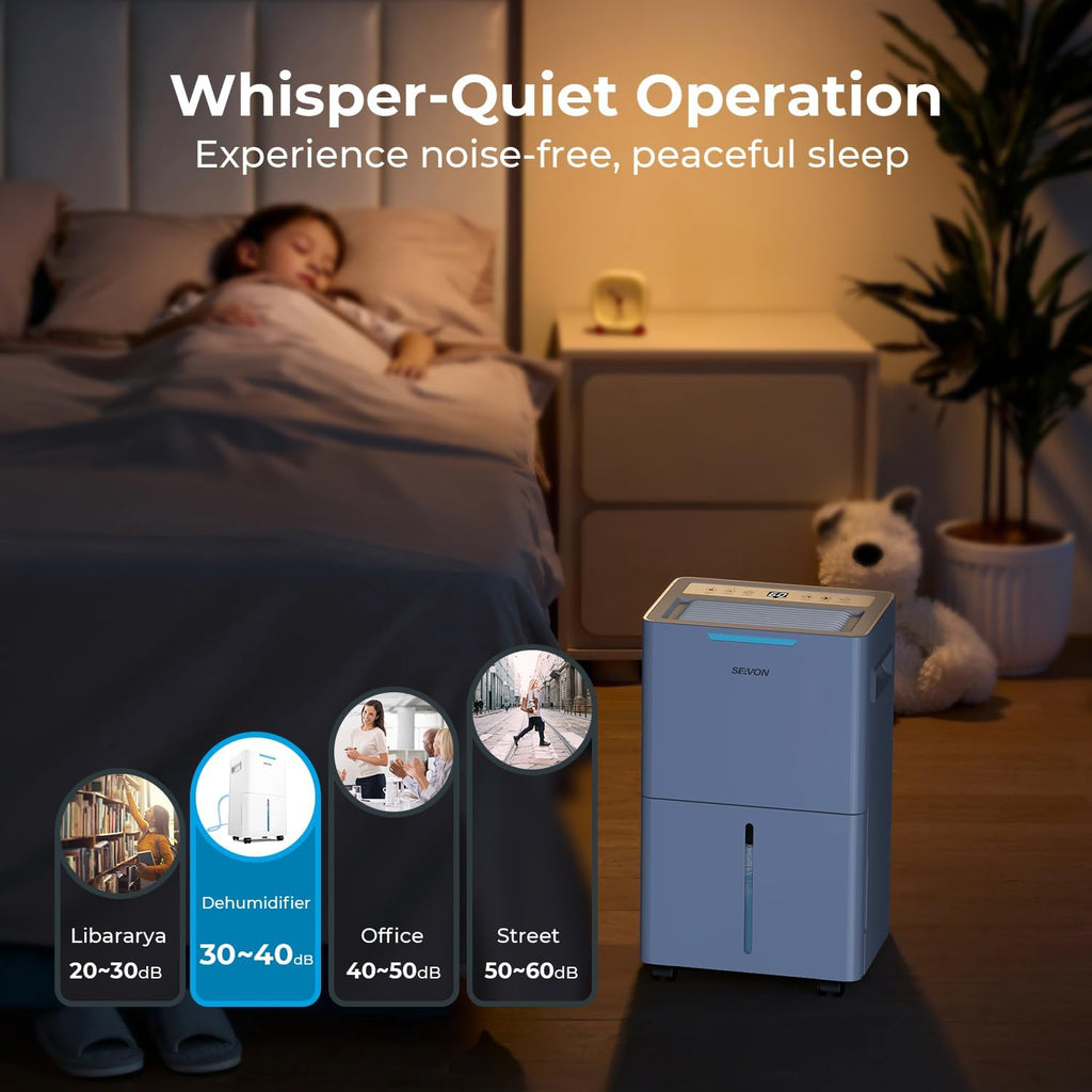 1500 Sq.ft Dehumidifier for Basement, SEAVON 21 Pint Dehumidifiers with Drain Hose for Home Large Room Bedroom Bathroom, Powerful Moisture Removal, Smart Humidity Control & Display, 24H Timer, 3 Mode