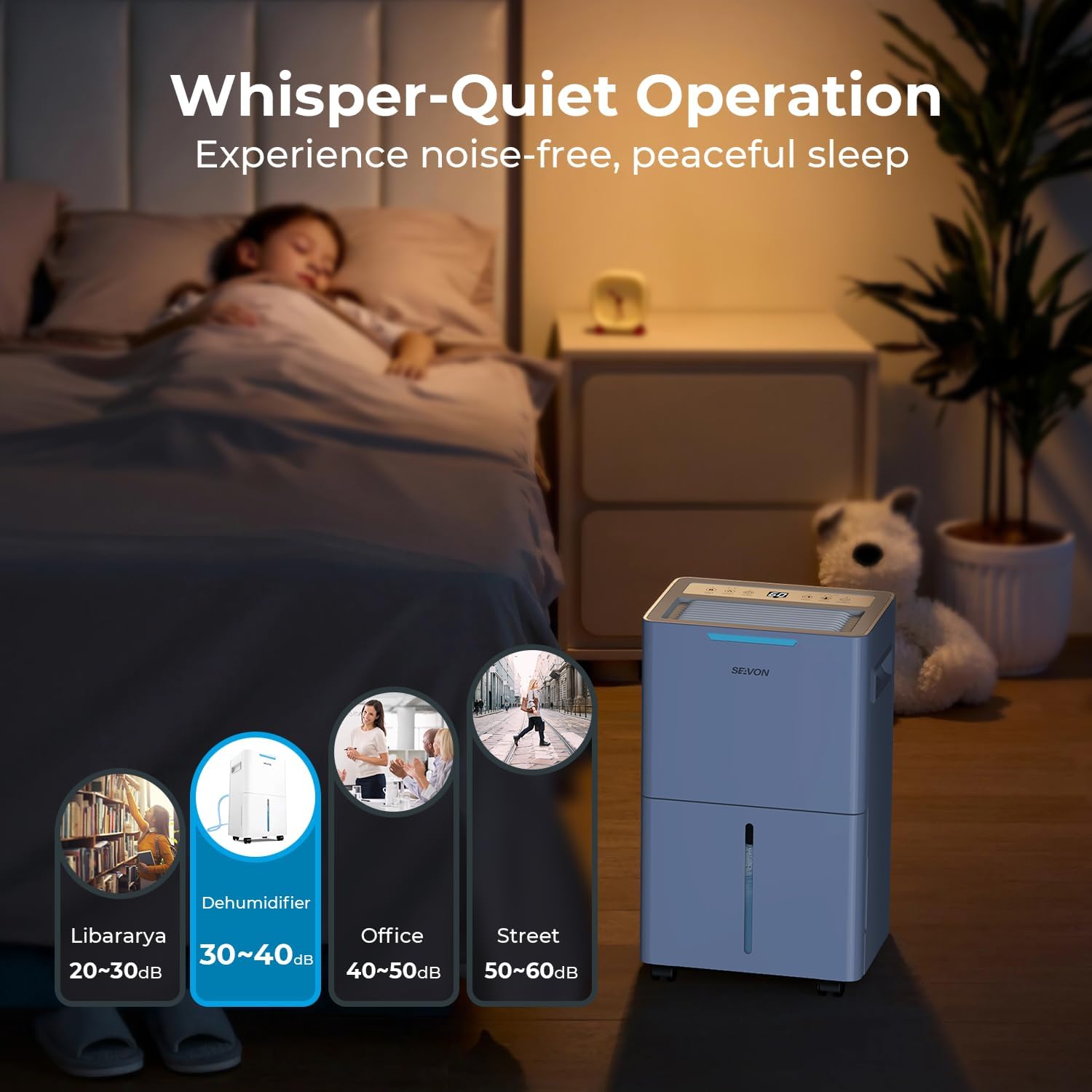 1500 Sq.ft Dehumidifier for Basement, SEAVON 21 Pint Dehumidifiers with Drain Hose for Home Large Room Bedroom Bathroom, Powerful Moisture Removal, Smart Humidity Control & Display, 24H Timer, 3 Mode