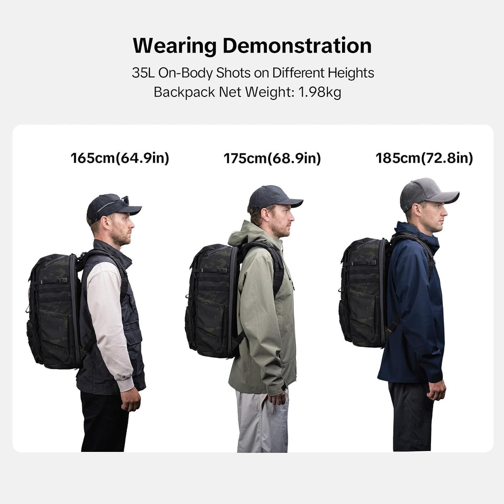PGYTECH OneMo TAC 35L Tactical Camera Backpack, Waterproof DSLR/SLR/Mirrorless Photography Camera Bag with 15.6' Laptop Sleeve, Tripod Holder & Rain Cover (Wolf Brown)