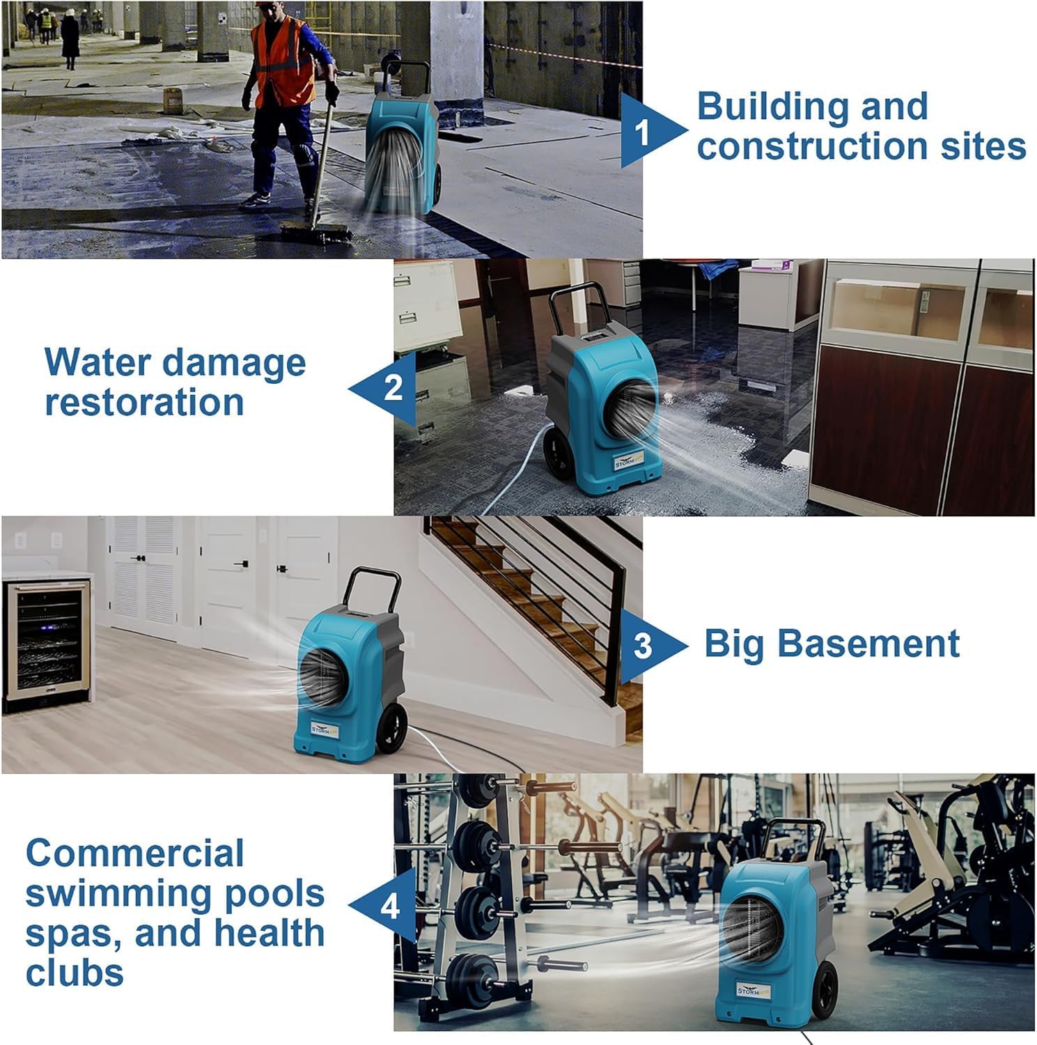 ALORAIR LGR Commercial Dehumidifier with Pump & Drain Hose, Portable Industrial Dehumidifiers with Wheels for Water Damage Restore, Basement, Garage, 5 Years Warranty