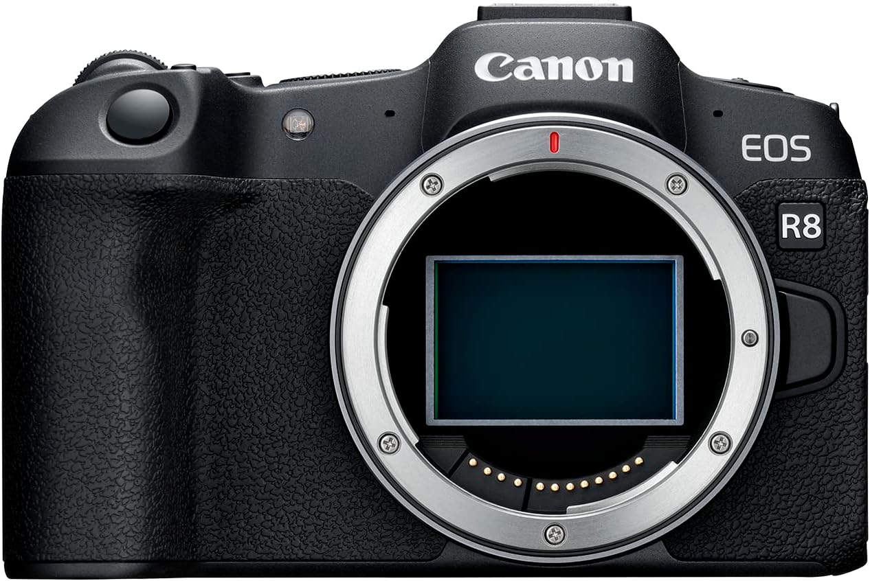 Canon EOS R8 Content Creator Kit, Full-Frame Hybrid Mirrorless Camera with Tripod & Stereo Microphone, 24.2 Megapixel CMOS Image Sensor, 4K Video, RF Mount, Vlogging Camera, Black
