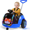 ANPABO 3-in-1 Electric Push Ride On Car, 12V Kids Ride On Toy w/Remote Control, 360° Spin, LED Display, 5-Point Safety Belt, Colorful LED Light, Music Player, Push Car for Toddler Ages 1-3 (Blue)