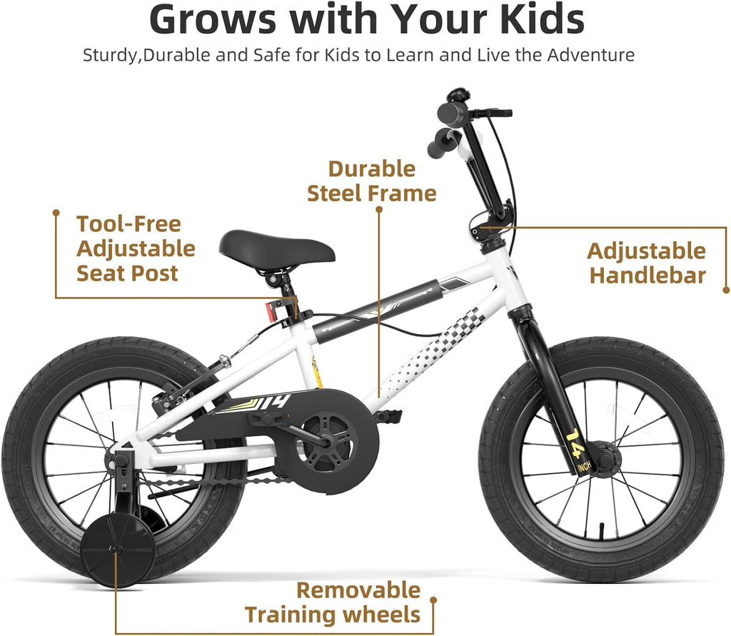 67i BMX Toddler Bike with Training Wheels 12/14/16 Inch Kids Bicycle Boys Girls Age 3-8 Durable Steel Frame Adjustable Seat Coaster Brake Bicicleta para Niños