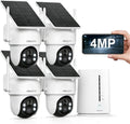 Security Cameras Wireless Outdoor, No Monthly Fee Solar Camera Outdoor Wireless, 4-Camera 2K Home Security Camera System with Base Station, Local Storage, PIR Motion Detection, Color Night Vision