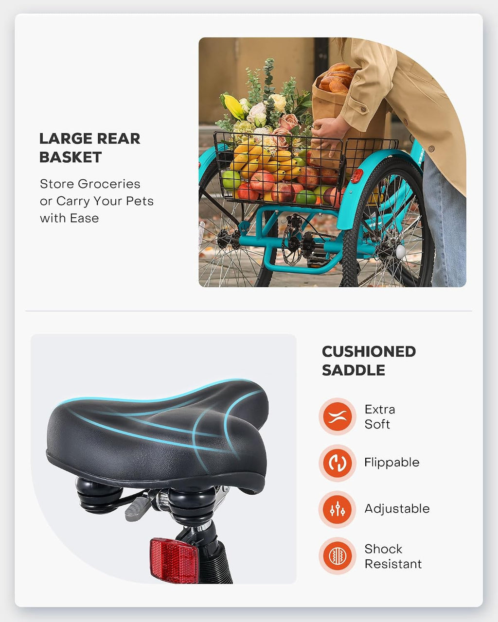 VIRIBUS Electric Tricycle for Adults, 24 26 inch Electric Trike with 468Wh Removable Battery, 250W/350W(Peak 500W) 3 Wheel Electric Bikes for Seniors, Motorized Adult Tricycles Women Men 330 lb.