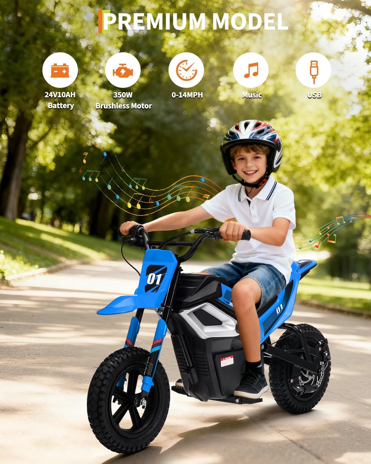 GarveeLife Electric Dirt Bike for Teens, 12' Fat Tire 350W Electric Motorcycle with 24V Battery, 14MPH Top Speed, 130 LBS Max Load, Mini Dirtbike for Kids, Mountain Off-Road Bike Fit Age 10+