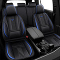 Full Set Car Seat Covers for Honda Pilot 2000-2025, Waterproof Car Seat Protector with Storage Pocket, Easy Install Leather Seat Covers, Automotive Vehicle Cushion with Airbag(Blue,Black)