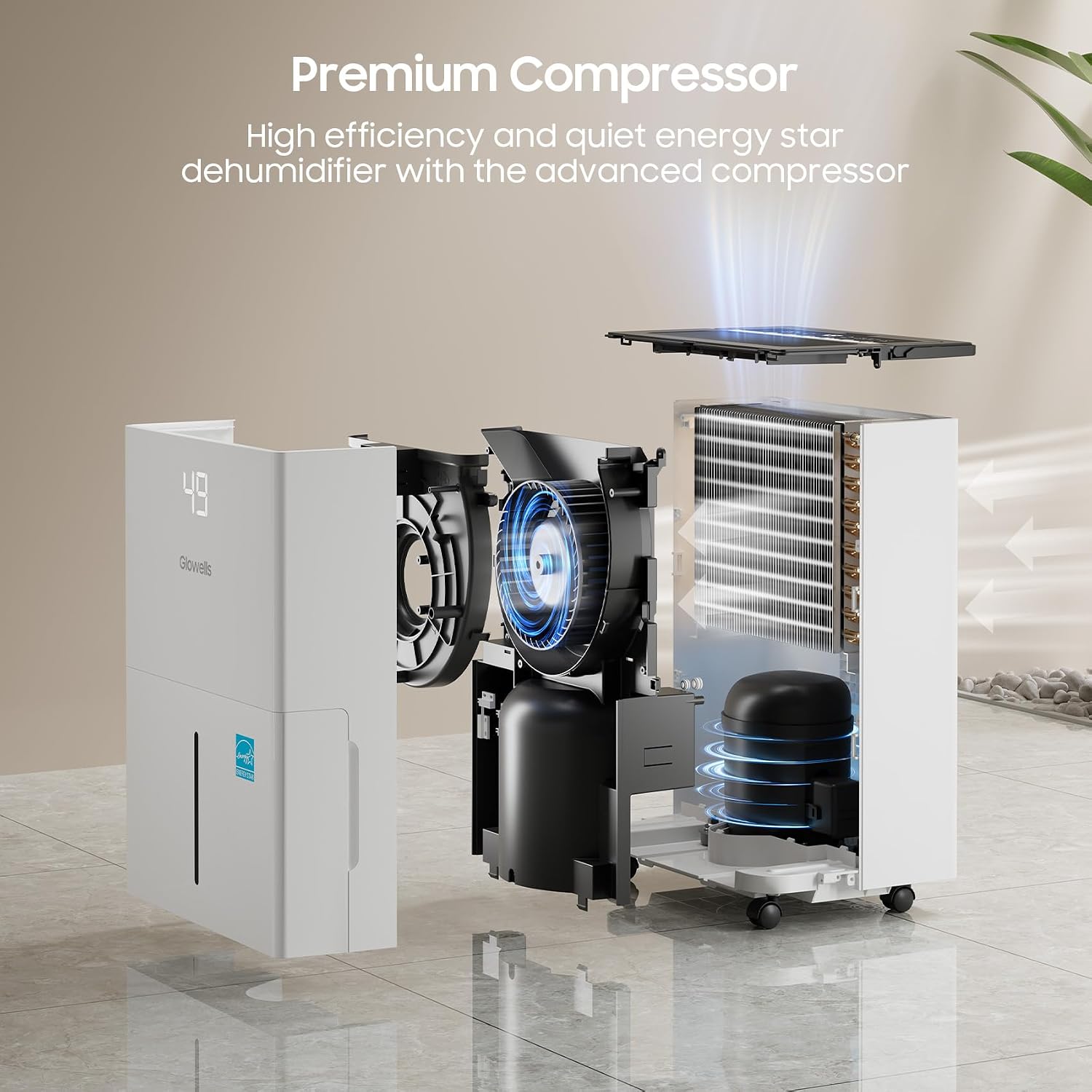 6500 Sq.Ft Energy Star Dehumidifier for Basement, 120 Pints Home Dehumidifier with Drain Hose for Large Room Crawl Space, Dehumidifiers with Smart Humidity Control, 1.32 Gal Water Tank, Auto Defrost